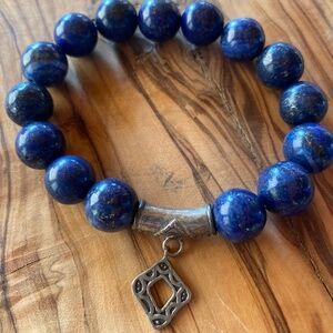 Silpada Blue Lapis Bead Stretch Bracelet
